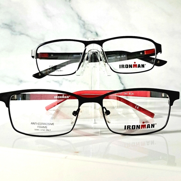 TWO Ironman Eyeglass Frames, Rx'able, red & black ANTI-CORROSIVE full rim Modern - Picture 6 of 6